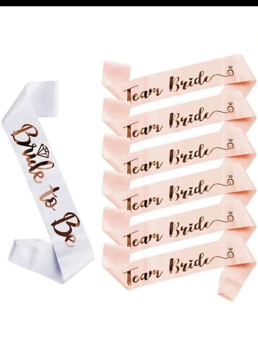 Bride to Be White Sash & Pink Team Bride Sashes Set - Bridal Party
